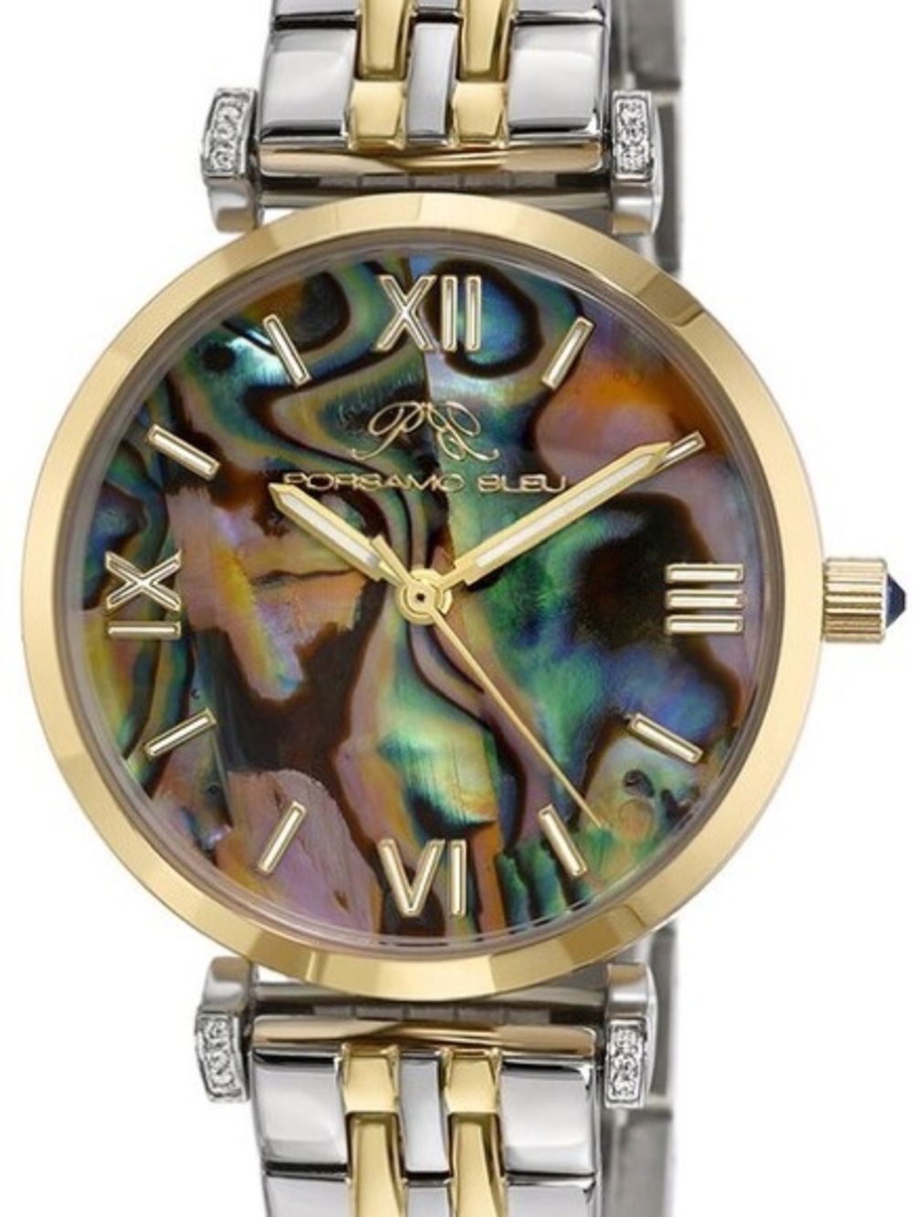 Porsamo Bleu Ladies Two-Tone Abalone Dial Bracelet Watch